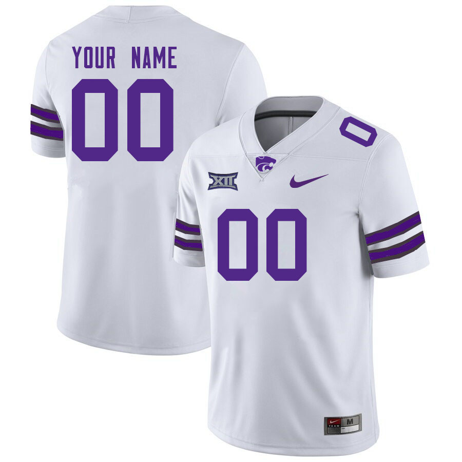 Custom Kansas State Wildcats Name And Number College Football Jerseys-White